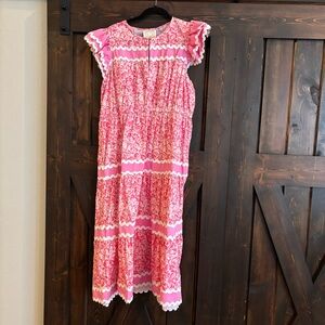 ❗️FINAL❗️Sail to Sable Pink and White Printed Ric Rac Maxi Dress